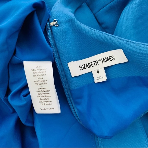 Elizabeth & James Sonya Dress Lapis Blue high neck a-line fit flare scuba size 4 - Picture 9 of 11
